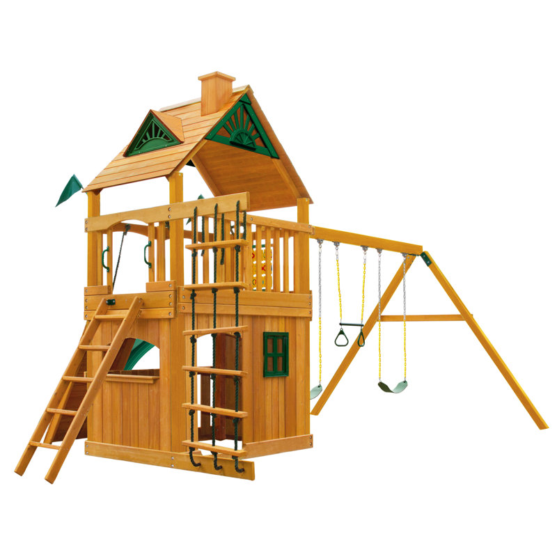 Gorilla Playsets Chateau Clubhouse Swing Set with Wood Roof & Reviews